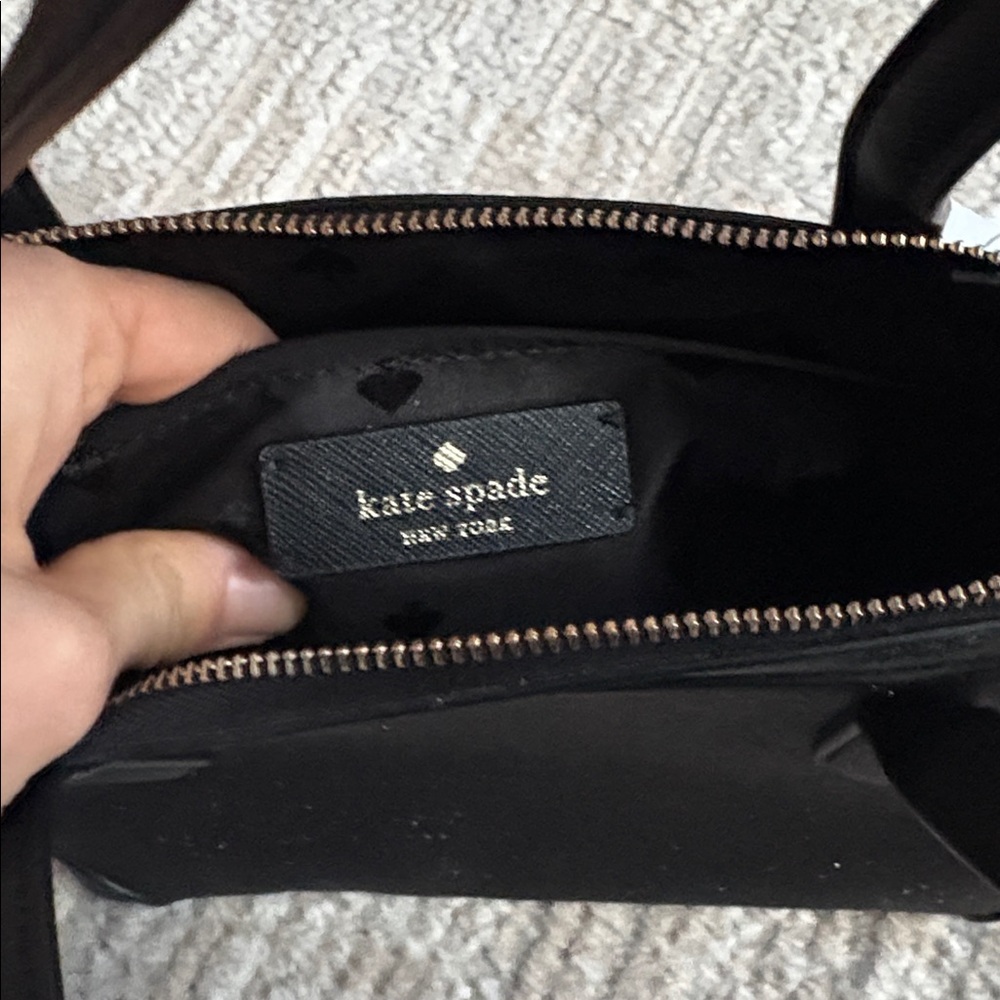Kate Spade Shimmery Glitter Top Zip Satchel Purse with Crossbody strap - Picture 9 of 11
